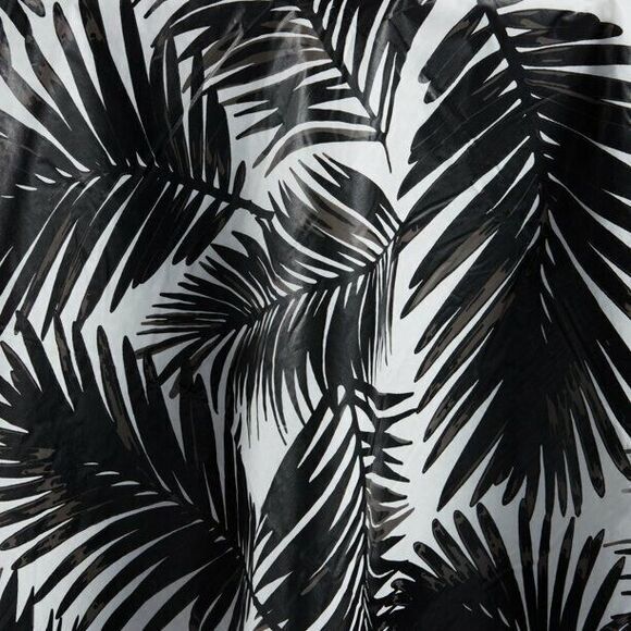 Black Palm Leaves on White PEVA Tablecloth 60 x 84-in Tropical Dining Kitchen - Picture 3 of 4